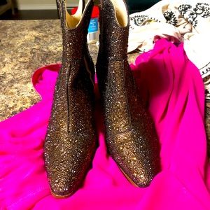 Brown Rhinestone Booties